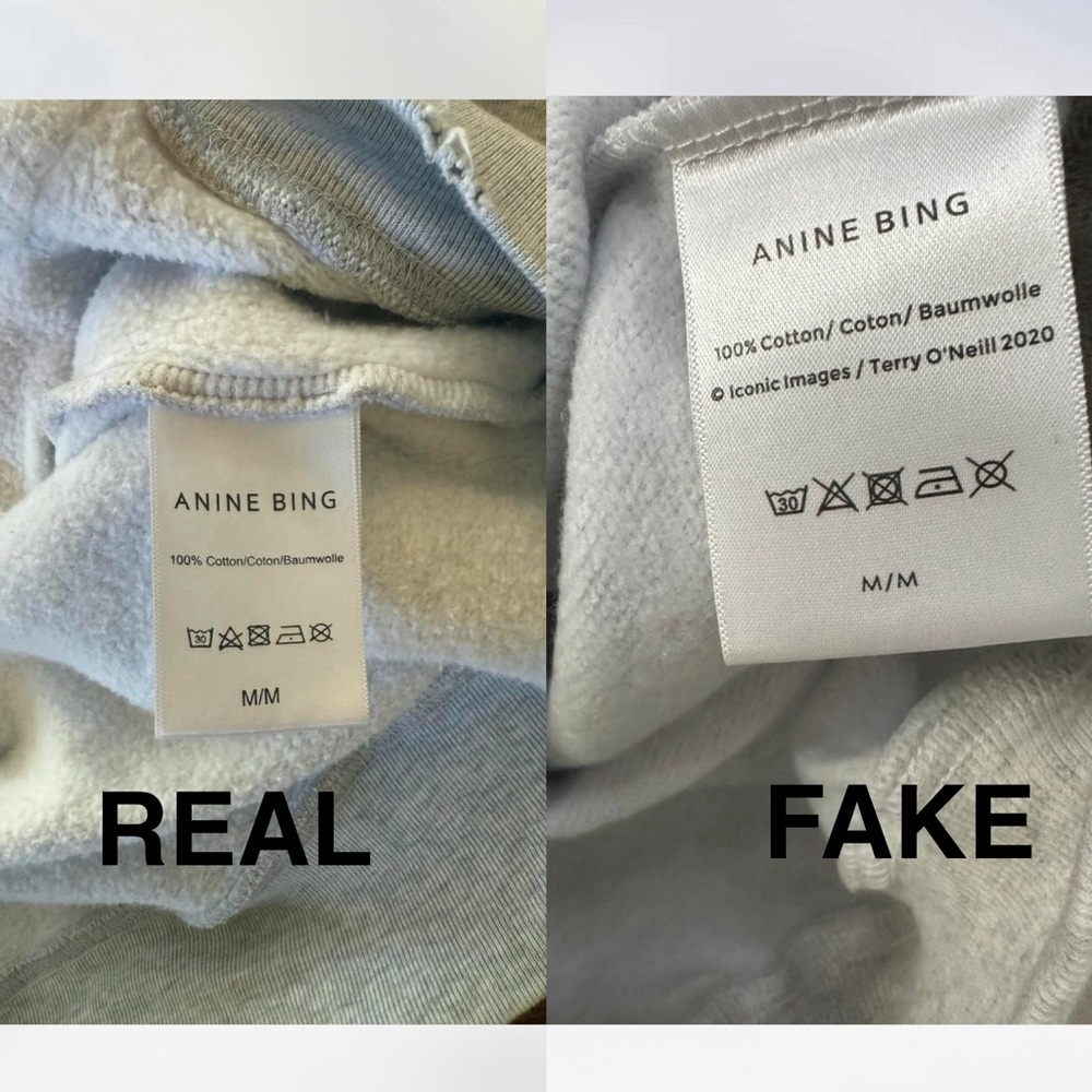 SPOT THE FAKES! Anine Bing Sport Gray Sweatshirt - Picture 3 of 3